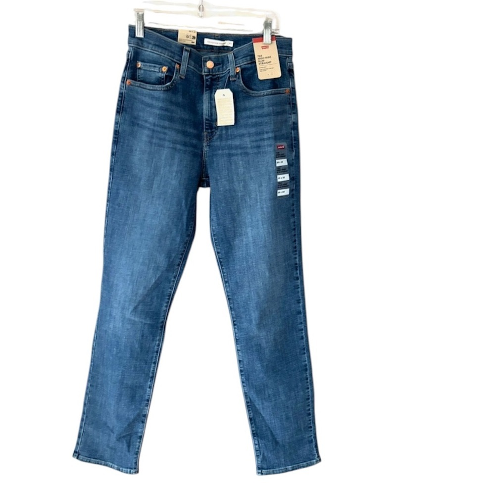 NWT Levi 724 High Rise Slim Straight Blue Jeans SZ 29X32